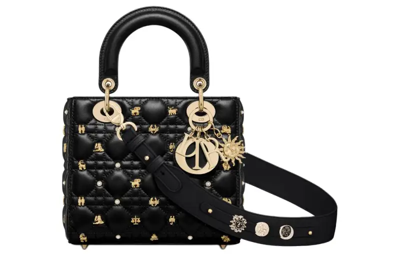DIOR Lady Dior Cow Leather Handbag, Shoulder Bag, Crossbody Bag, Handbag Small Women's Black