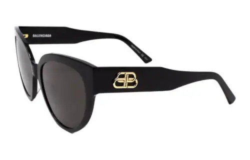 Balenciaga Acetate Irregular Shape Sunglasses Unisex Black
