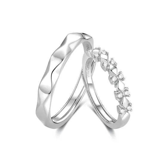 FANCI S925 Silver With Gemstone Ring Pair Unisex