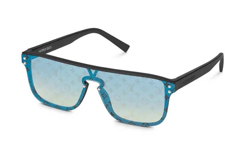 LOUIS VUITTON Rectangular Sunglasses Men's Blue