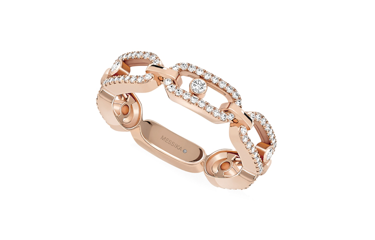 MESSIKA Messika MOVE LINK pavé multi-circle rose gold diamond ring for women