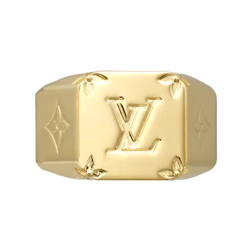 LOUIS VUITTON Pre Owned 2021 Plated Monogram Signet Ring L Costume Ring