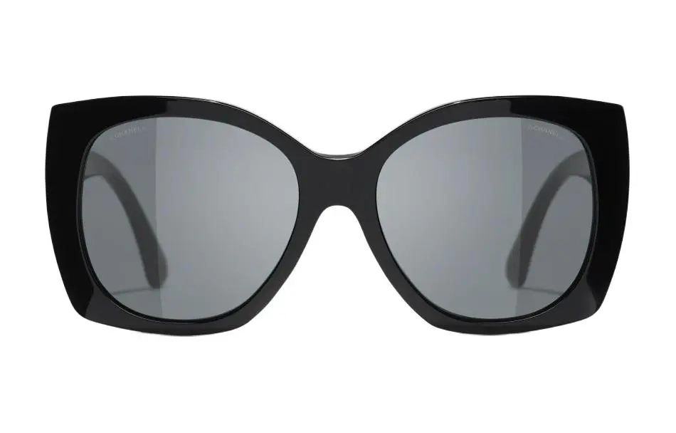 CHANEL Irregular Shape Sunglasses Unisex Black