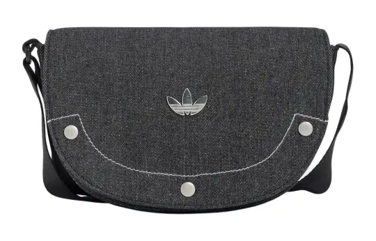 Adidas Originals Trefoil Cotton Blend With Recycled Polyester Portable Crossbody Bag, Shoulder Bag Women's Black