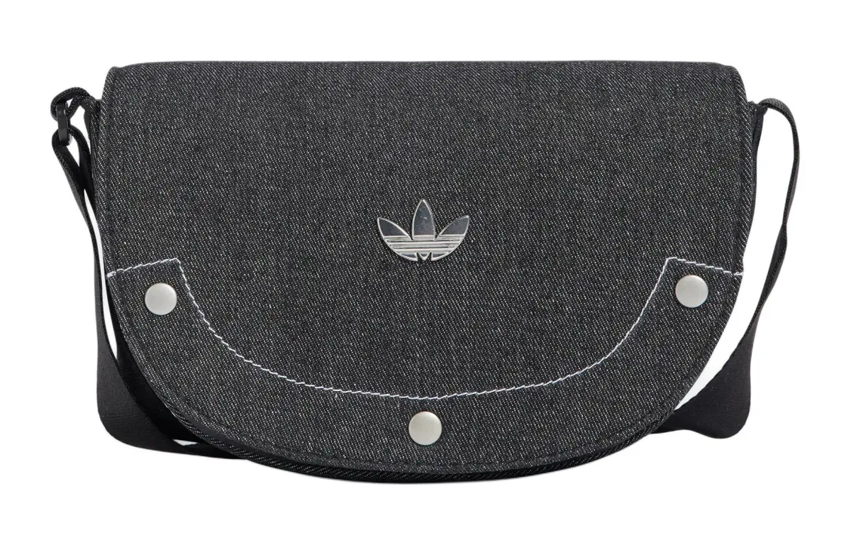Adidas Originals Trefoil Cotton Blend With Recycled Polyester Portable Crossbody Bag, Shoulder Bag Women's Black