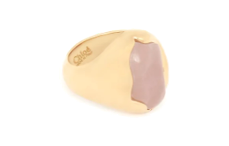 Chloe, carved brass golden ring with letters