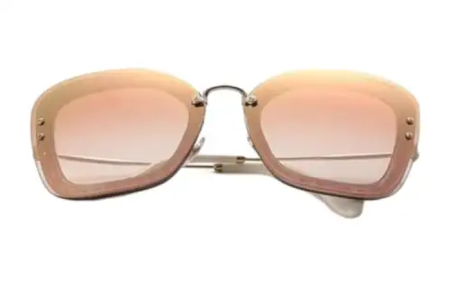 MIU MIU Metal Irregular Shape Sunglasses Women's Gold