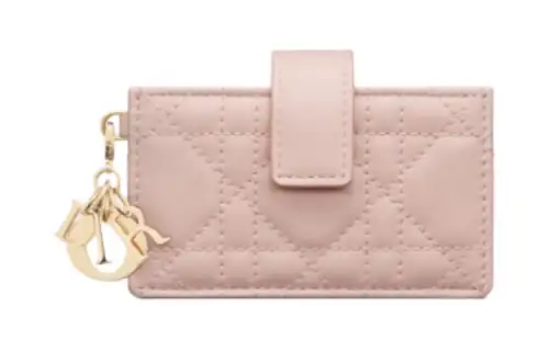 DIOR Lady Dior Lambskin Card Holder Women's Light Pink