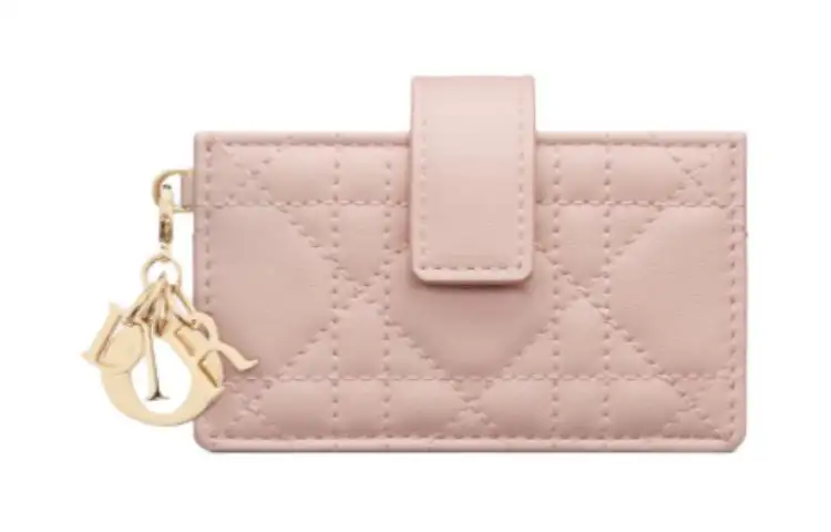 DIOR Lady Dior Lambskin Card Holder Women's Light Pink