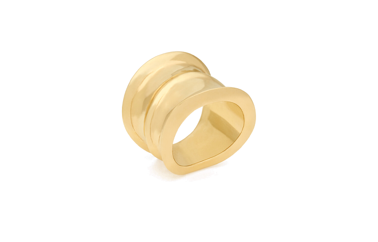 SAINT LAURENT YSL, carved brass golden ring