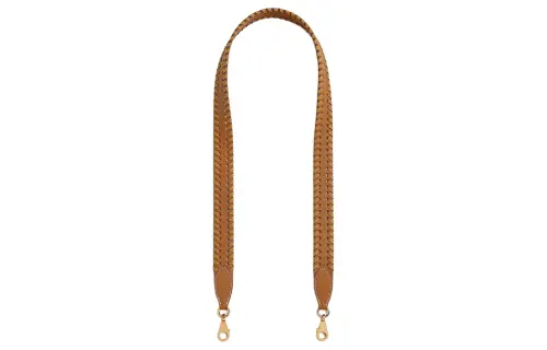 HERMES Tressage Gold tone Lock Epsom Swift Leather Bag Straps Women's Gold & Sesame