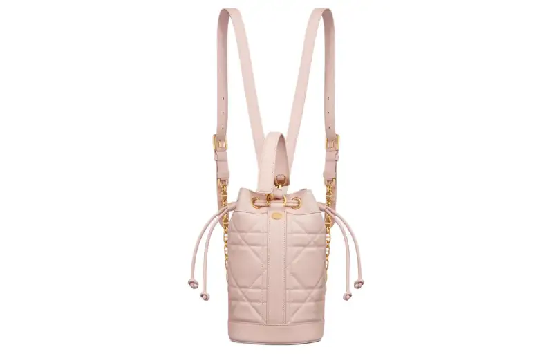 DIOR Wicker Pattern Calfskin Backpack Small Women's Pink
