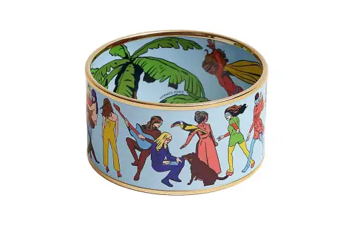 HERMES Enamel Gold plated Bangles Women's Multicolor