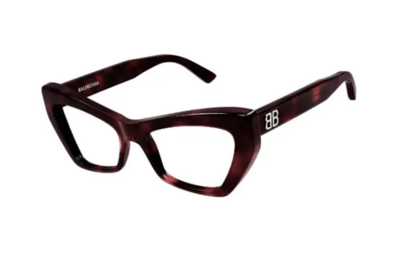 Balenciaga Acetate Irregular Shape Eyeglass Frames Women's Brown