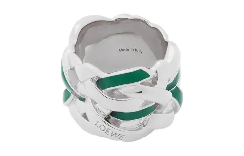LOEWE 925 Sterling Silver Rings Unisex Silver/Green