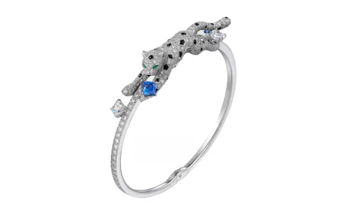 Cartier, classic diamond sapphire platinum bracelet for men and women, 750 sample gold, for beloved