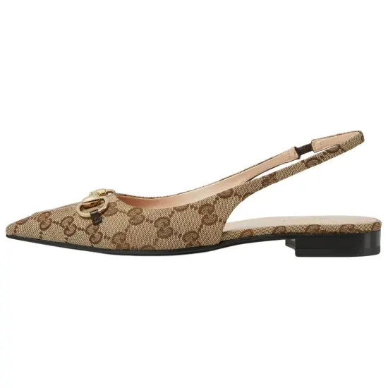 GUCCI Horsebit GG canvas Ballerina Shoes
