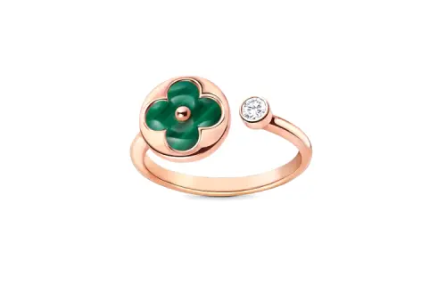 LOUIS VUITTON COLOR BLOSSOM Malachite Rings Women's Rose Gold