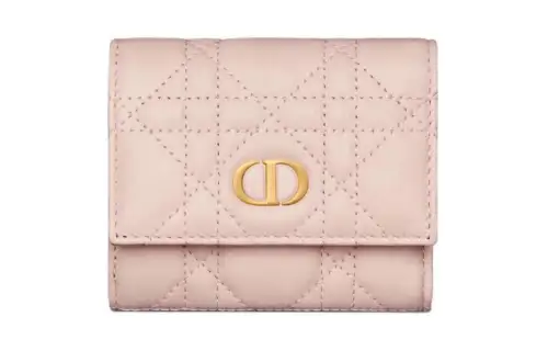 DIOR Caro Cangar Calfskin Wallet Women's Pink