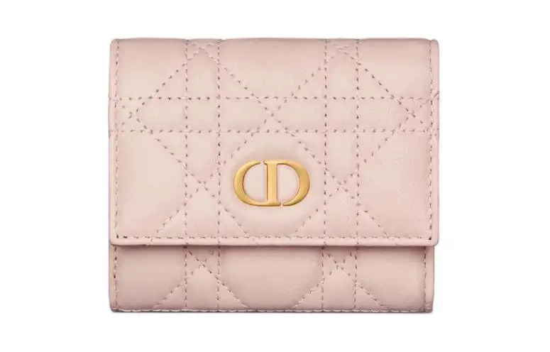 DIOR Caro Cangar Calfskin Wallet Women's Pink
