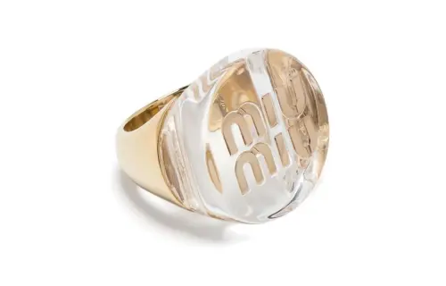 MIU MIU Brass, Plexiglass Rings Women's Gold