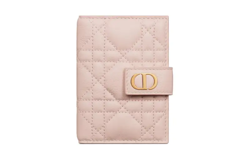 DIOR Caro Soft Calfskin Card Holder Women's Light Pink