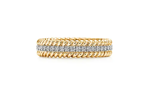 TIFFANY & CO. 18K Gold, Platinum, Diamond Rings Women's Gold