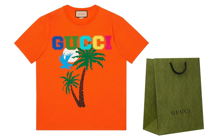 Мужская футболка Gucci (оранжевый) — фото 3