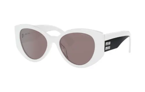 MIU MIU Acetate Irregular Shape Sunglasses Women's White