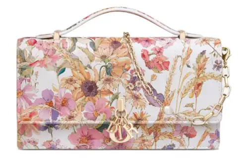 DIOR Cow Leather Shoulder Bag, Crossbody Bag, Handbag Mini Women's White & Multicolor