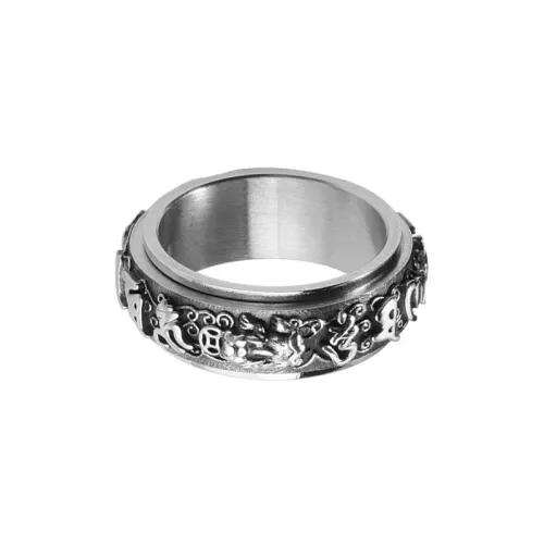 Kelanxi Titanium Steel Rings Men's Silver