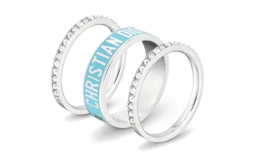 DIOR Metal, Crystal, Turquoises, Lacquer Rings Women's Silver