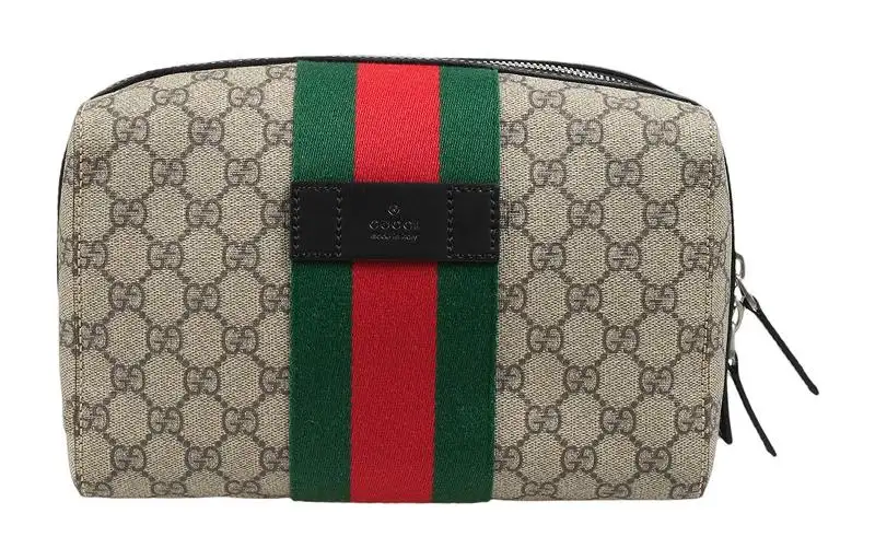 GUCCI Canvas With Leather Clutch Toiletry Bag Storage Bag Makeup Bag Women's Ebony
