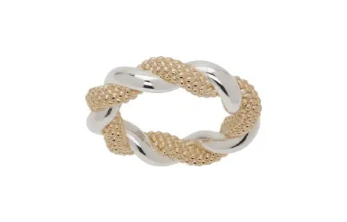 Bottega Veneta 18K Gold With 925 Sterling Silver Rings Men's Gold/Silver