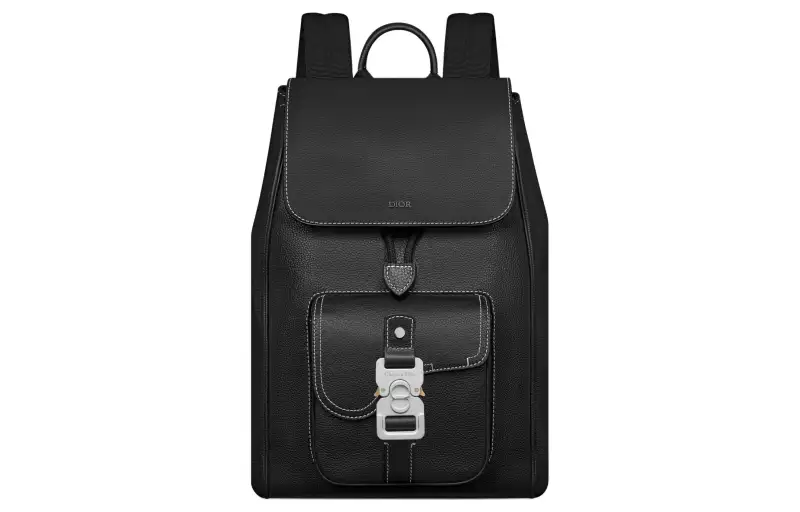 DIOR Saddle Grained Calfskin Backpack Men's Black