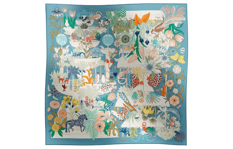 HERMES Silk Scarves Women's Blue