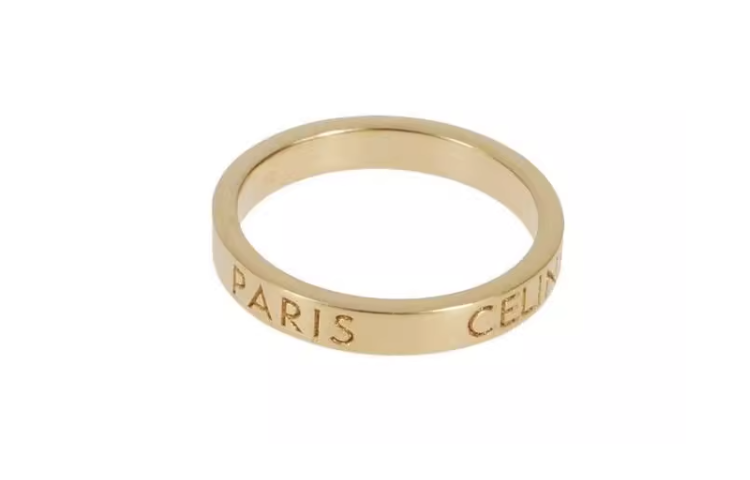 CELINE Celine, carved brass golden ring with letters, with your logo imprint