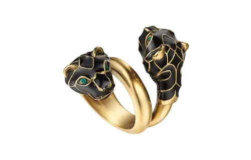 GUCCI Enamel Rings Unisex Black