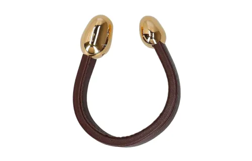 Bottega Veneta Minimalist Fashion Brass, Leather Bangles Women's Brown