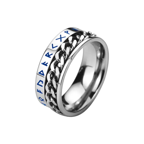 FOREVER MELODY Titanium Steel Rings Men's Silver