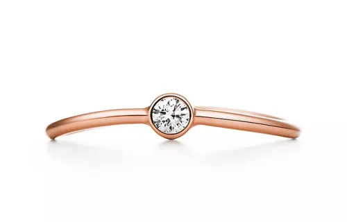 TIFFANY & CO. Minimalist Style 18K Rose Gold Diamond Rings Women's Rose Gold