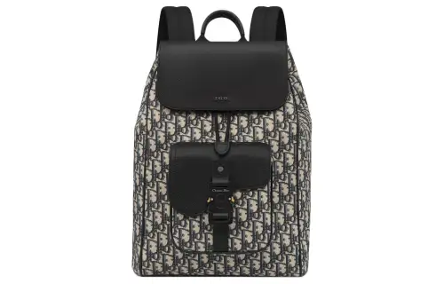 DIOR Grained Calfskin Backpack Men's Beige & Black