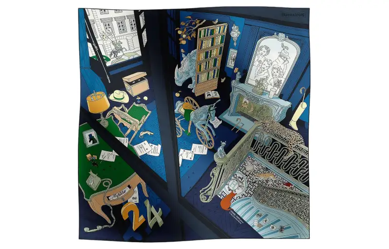 HERMES Silk Scarves Women's Blue