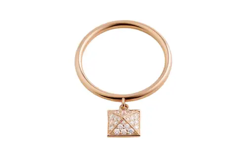 HERMES 18K Rose Gold, Diamond Rings Women's Gold