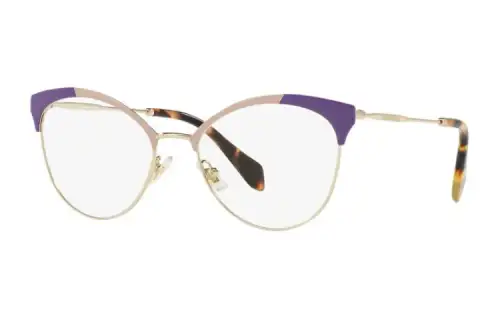 MIU MIU Acetate Metal Browline Eyeglass Frames Unisex Gold