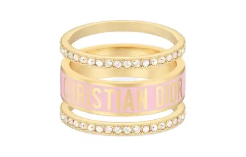 DIOR Metal, Crystal Rings Women's Pink