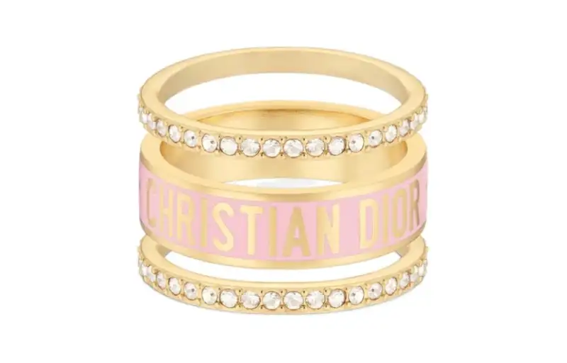 DIOR Metal, Crystal Rings Women's Pink