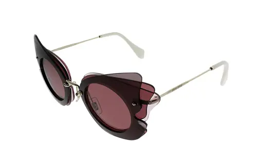 MIU MIU Metal Acetate Irregular Shape Sunglasses Women's Red