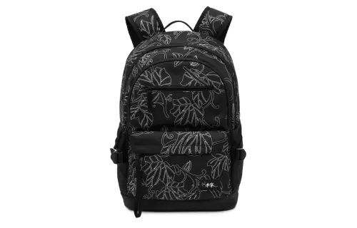 Li Ning Sports Life Collection Polyester Sports Backpack Unisex Black All Over Print