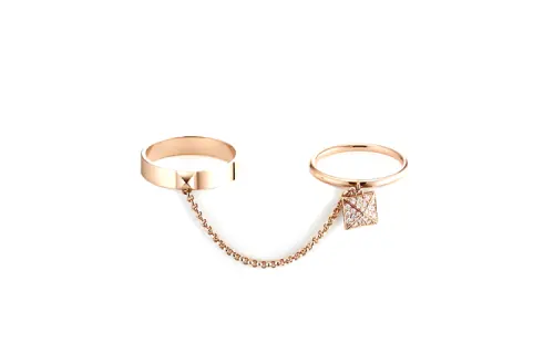 HERMES 18K Rose Gold, Diamond Rings Women's Gold
